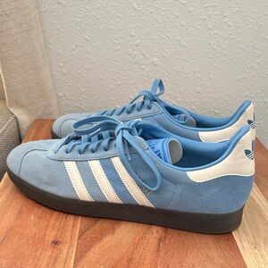 Adidas Light Blue and White Suede Sneakers